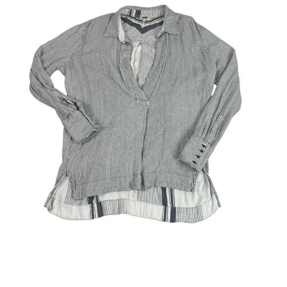 Free People Small On the Road Stripe Tee Oxford White Blue